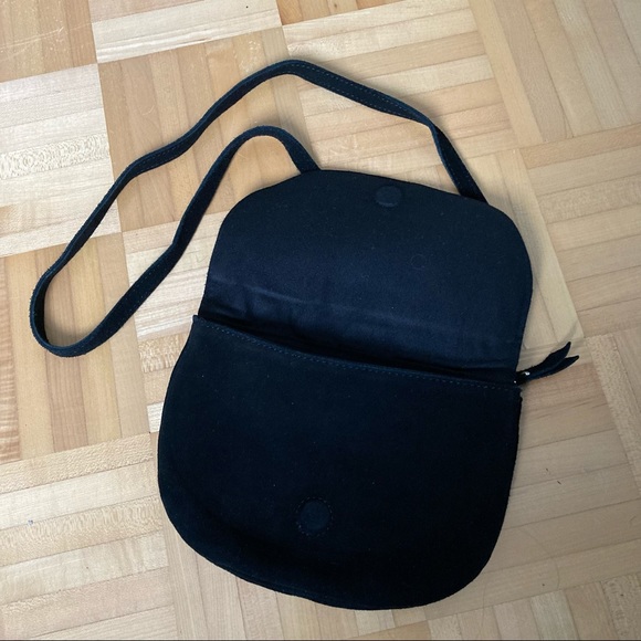 Urban Outfitters double pouch black suede cross body bag / purse - Picture 10 of 16